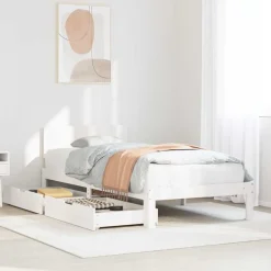 Discount vidaXL Sängram med lådor 75x190 cm massivt furu Vit