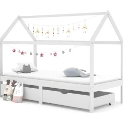 Outlet vidaXL Sängram med lådor massiv furu 90x200 cm Vit
