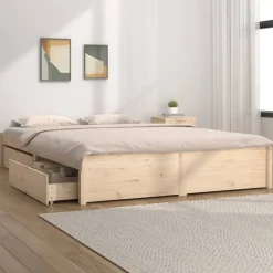 vidaXL Sängram med lådor 140x190 cm Naturfärg
