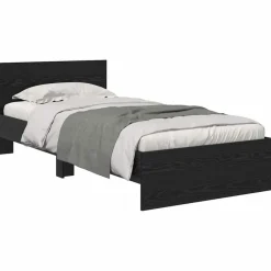 Discount vidaXL Sängram med LED -remsljus 100 x 200 cm Konstruerat trä Svart ek