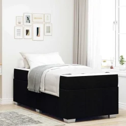 Hot vidaXL Sängram med madrass 80 x 200 cm tyg Svart
