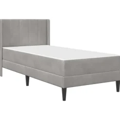Best vidaXL Sängram med madrass med huvudgavel 80 x 200 cm Sammet Ljusgrå