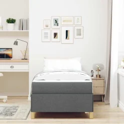 vidaXL Sängram med madrass 80 x 200 cm tyg Mörkgrå