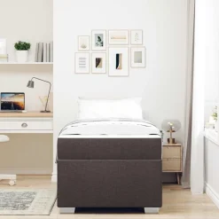 vidaXL Sängram med madrass Mörkbrun 80 x 200 cm tyg