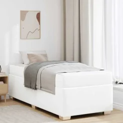 Best vidaXL Sängram med madrass 80 x 200 cm tyg Vit