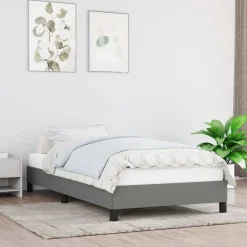vidaXL Sängram utan madrass mörkgrå 80x200 cm tyg