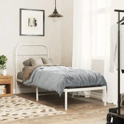 vidaXL Sängram utan madrass med huvudgavel metall vit 75x190 cm