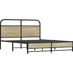 vidaXL Sängram utan madrass metall sonoma-ek 160x200 cm