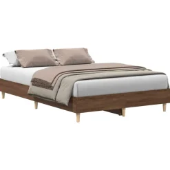 Hot vidaXL Sängram utan madrass 120x200 cm konstruerat trä brun ek