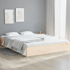 Online vidaXL Sängram utan madrass massivt trä 200x200cm Naturfärg