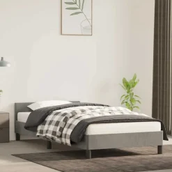 vidaXL Sängram utan madrass ljusgrå 80x200 cm sammet