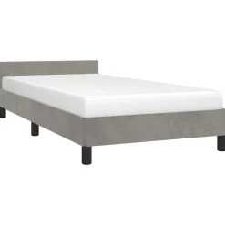 vidaXL Sängram utan madrass ljusgrå 80x200 cm sammet