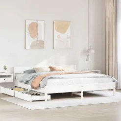 Outlet vidaXL Sängram utan madrass 200x200 cm massiv furu Vit