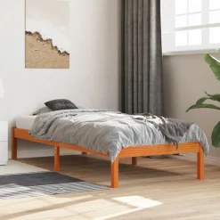 Discount vidaXL Sängram utan madrass 75x190 cm massiv furu Vaxbrun