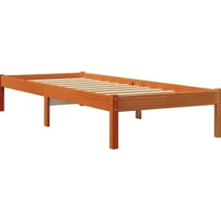 Discount vidaXL Sängram utan madrass 75x190 cm massiv furu Vaxbrun