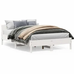 vidaXL Sängram utan madrass vit 140x200 cm massiv furu