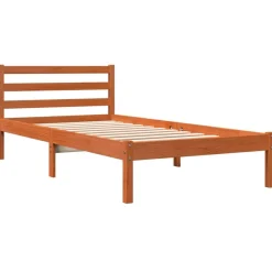 Discount vidaXL Sängram utan madrass 75x190 cm massiv furu Vaxbrun