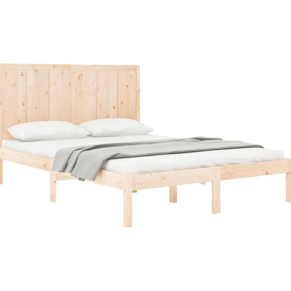 Clearance vidaXL Sängram utan madrass 120x190 cm massiv furu Naturfärg