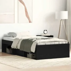 vidaXL Sängram utan madrass svart ek 75x190 cm konstruerat trä