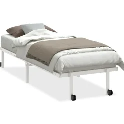 vidaXL Sängram utan madrass hopfällbar vit 75x190 cm stål