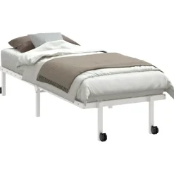 vidaXL Sängram utan madrass hopfällbar vit 75x190 cm stål