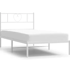 New vidaXL Sängram utan madrass med huvudgavel metall 75x190 cm Vit