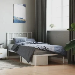 New vidaXL Sängram utan madrass med huvudgavel metall 75x190 cm Vit