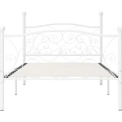New vidaXL Sängram utan madrass med ribbotten metall 90x200 cm Vit