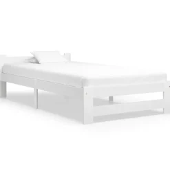 vidaXL Sängram utan madrass vit massiv furu 90x200 cm