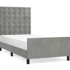 vidaXL Sängram utan madrass ljusgrå 80x200 cm sammet