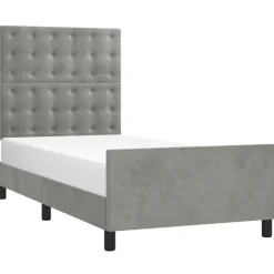 vidaXL Sängram utan madrass ljusgrå 80x200 cm sammet