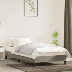 Best vidaXL Sängram utan madrass 80x200 cm sammet Ljusgrå