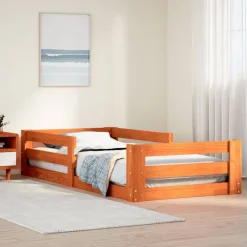 vidaXL Sängram utan madrass vaxbrun 80x200 cm massiv furu