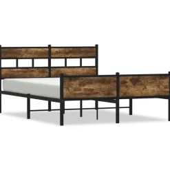 Online vidaXL Sängram utan madrass metall 160x200 cm Rökfärgad ek