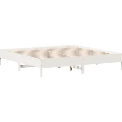 vidaXL Sängram utan madrass vit 200x200 cm massiv furu