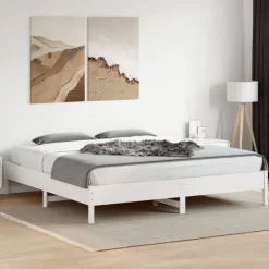 vidaXL Sängram utan madrass vit 200x200 cm massiv furu