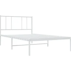 vidaXL Sängram utan madrass med huvudgavel metall vit 75x190 cm