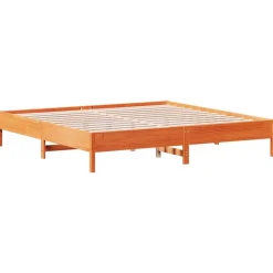 vidaXL Sängram utan madrass vaxbrun 200x200 cm massiv furu