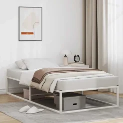 Discount vidaXL Sängram utan madrass 90x200 cm metall Vit