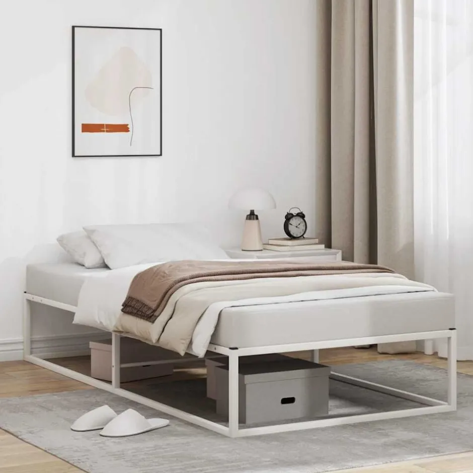 Discount vidaXL Sängram utan madrass 90x200 cm metall Vit