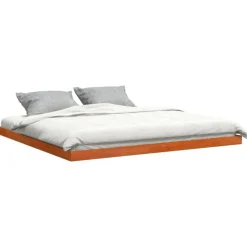 Best vidaXL Sängram vaxad brun 200x200 cm massiv furu Vaxbrun