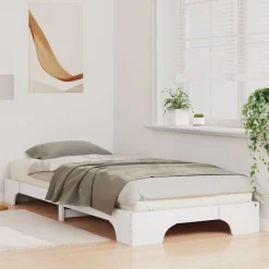 vidaXL Sängram Vit 80 x 210 cm Massiv furu