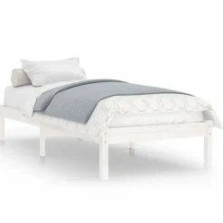 vidaXL Sängram vit massivt trä 75x190 cm