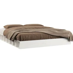 vidaXL Sängram vit 200x200 cm massivt trä