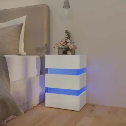 vidaXL Sängskåp LED vit 45x35x67 cm konstruerat trä