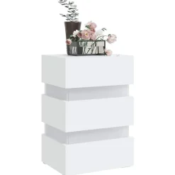 vidaXL Sängskåp LED vit 45x35x67 cm konstruerat trä