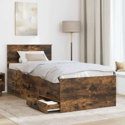 vidaXL Sängsoffa Rökt Ek och Svart 100 x 200 cm Konstruerat trä