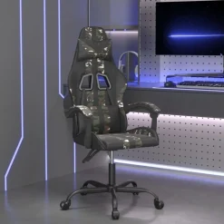 vidaXL Snurrbar gamingstol svart och kamouflage konstläder