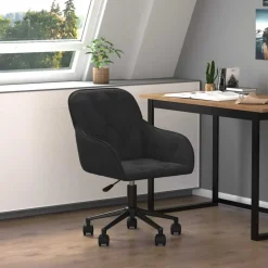 New vidaXL Snurrbar kontorsstol sammet Svart