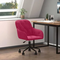 Online vidaXL Snurrbar kontorsstol sammet Vinröd